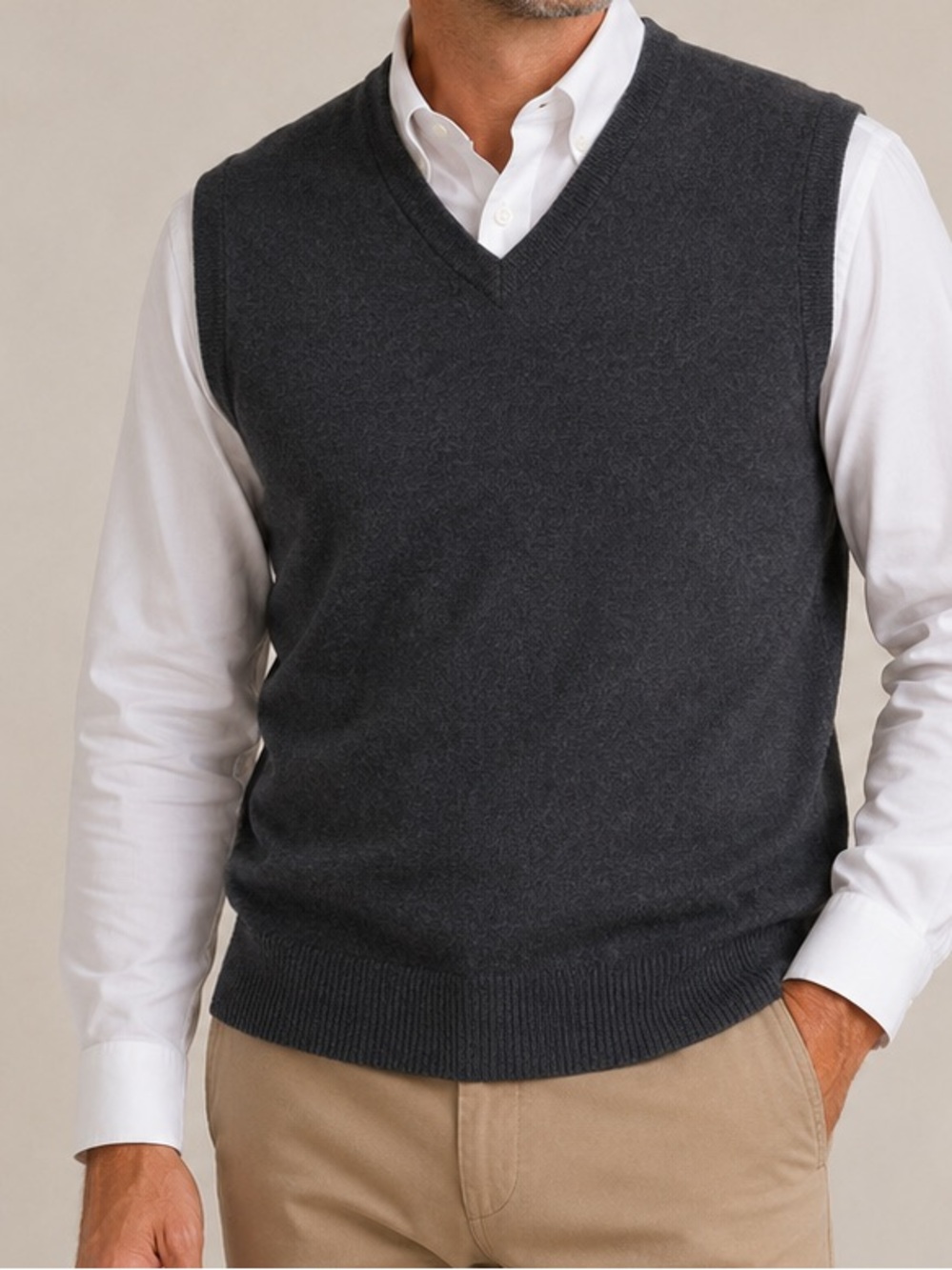 Fairclough & Co Men’s XL 100% Extra Fine Merino Wool Sweater Vest dark grey